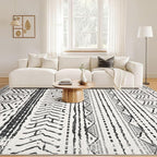 Nakagishi Black Rug Living Room Rugs: 10x14 Machine Washable Boho Large Neutral Modern Soft Moroccan Stain Resistant Indoor Floor Non Slip Accent Carpet for Bedroom Nursery Kids Playroom Office