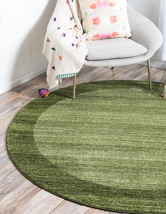 Rugs.com Angelica Collection Rug – 4 Ft Round Light Green Medium Rug Perfect for Kitchens, Dining Rooms