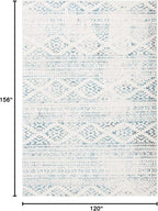 SAFAVIEH Area Rug 10x13 - Tulum Collection - Large - Ivory & Turquoise, Moroccan Boho Tribal Design, Non-Shedding & Easy to Clean, Ideal for Living Room, Bedroom, Dining Space (TUL272E)