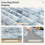 Area Rug 6x9 Abstract Rugs for Living Room 6 x 9 Washable Rugs Blue Non Slip Low Pile Rugs for Bedroom Dining Room Foldable Thin