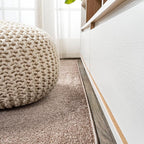 Eyely UES100J-210 Supersoft Haze Solid Low-Pile Indoor Runner Rug Casual;Contemporary;Solid;Traditional, Bedroom, Kitchen, Living Room, Easy-Cleaning, Non-Shedding, 2 X 10, Brown