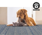 FH Home Flat Woven Outdoor Rug - Waterproof, Easy to Clean, Stain resistant - Premium Polypropylene Yarn - Boho Moroccan - Patio, Deck, Porch, Balcony, Laundry Room - Dakar - Blue - 3ft 11in x 5ft 6in