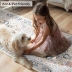 XWZO Washable Hallway Runner Rug 2x8ft — Non-Slip Low Pile Area Rug with Rubber Backing, Spill Resistant Soft Vintage Floor Carpet Runner for Kitchen Entryway Doorway Bedroom Corridor, Colorful