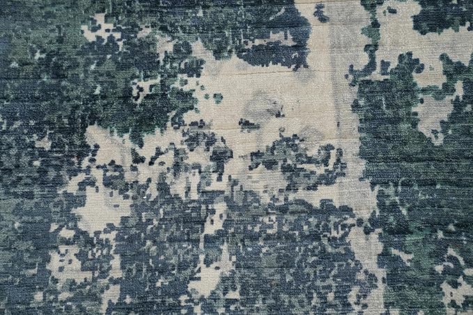 Rug Source Modern Collection, 5x8 Rug, Hand Knotted Navy Blue & Blues All-Over Rug, Oriental Viscose Silk Carpet for Foyer, Entryway and Hallway