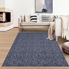 RUGSREAL 8x10 Washable Rug for Living Room Non-Slip Modern Abstract Area Rug Stain Resistant Large Bedroom Rug Contemporary Accent Throw Floor Carpet Solid Rug for Dining Room Home Decor, Blue