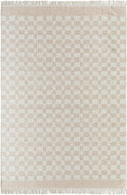 Mark&Day Wool Rugs, 5x8 Clinten Solid and Border Tan Checkered Rug, Tan Ivory Carpet for Living Room, Bedroom or Kitchen (5' x 7'6")