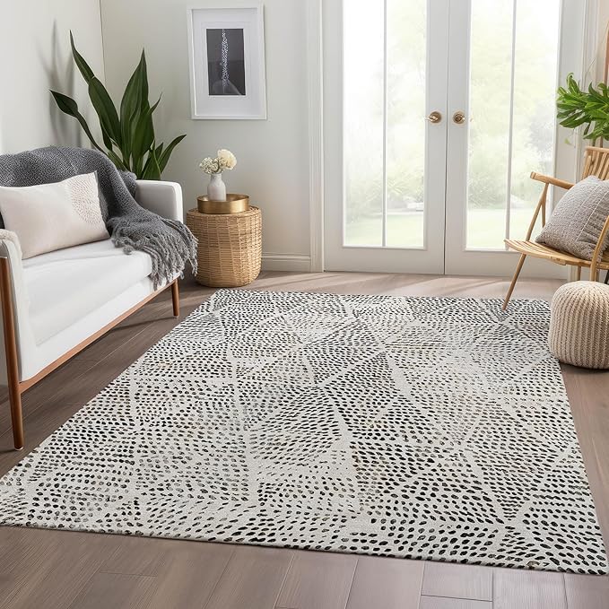 Addison Rugs Chantille ACN591 Ivory 2'6" x 3'10" Indoor Outdoor Area Rug, Easy Clean, Machine Washable, Non Shedding, Bedroom, Living Room, Dining Room, Kitchen, Patio Rug