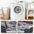 2x3 Entryway Rug, Vintage Rug with Non Slip Backing, Washable Rugs Low Pile Indoor Small Area Rug for Front Door Entrance Kitchen Bedroom Bathroom, Blue/Multi Retro Doormat Carpet