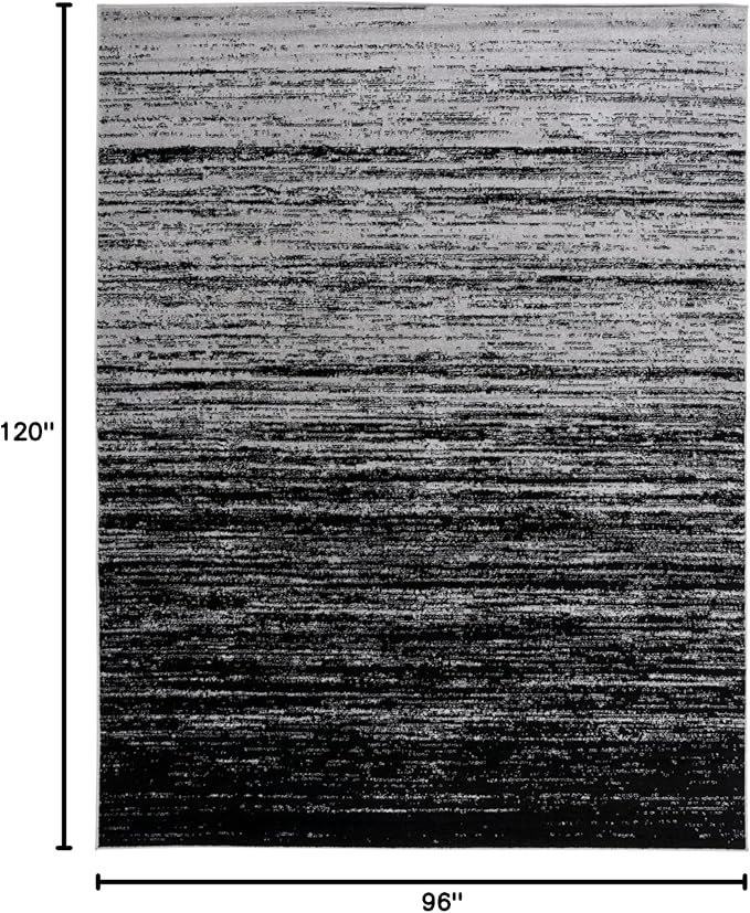 SAFAVIEH Area Rug 8x10 - Adirondack Collection - Large - Silver & Black, Modern Ombre Design, Non Shedding & Easy to Clean, Ideal for Living Room, Bedroom, Office, Dining Space (ADR113A)