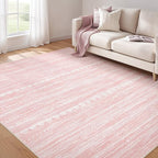 Nakagishi Pink Rugs for Bedroom Girls: 8x10 Washable Boho Large Neutral Cute Soft Area Rug Modern Indoor Floor Non Slip Accent Carpet for Living Room Nursery Kids Playroom Preppy Room Dorm Baby Room