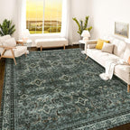 Istana 8x10 Area Rug - Dark Green 8x10 Rugs for Living Room - Foldable Rugs for Bedroom - Stain Resistant Washable Rug - Eco-Friendly Area Rugs - Easy to Clean Living Room Rug