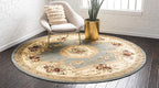 Unique Loom Versailles Collection Traditional Classic Floral Motif Area Rug (6' 0 x 6' 0 Round, Slate Blue/ Ivory)