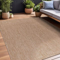 Beverly Rug Indoor Outdoor Rug 10x14, Washable Outside Carpet for Patio, Deck, Porch, Solid Modern Area Rug, Water Resistant, Jute Beige
