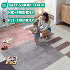 Bloom Rugs Washable Non-Slip 12 ft Runner - Beige/Pink Modern Geometric Runner for Entryway, Hallway, Bathroom, and Kitchen - Exact Size: 2.5' x 12'