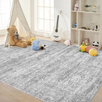 Area Rug Living Room Rugs - 5x8 Large Soft Indoor Neutral Modern Abstract Low Pile Washable Rug Carpet for Bedroom Dining Room Farmhouse Home Office - Vintage Grey