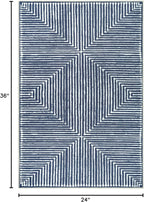Bloom Rugs Washable Non-Slip 2' x 3' Rug - Blue Striped Area Rug for Living Room, Bedroom, Dining Room, and Kitchen - Exact Size: 2' x 3'