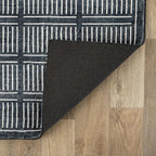 Rugshop Bohemian Stripe Lines Washable Non Slip Area Rug 8' x 10' Black
