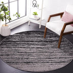 SAFAVIEH Adirondack Collection Area Rug - 8' Round, Silver & Black, Modern Ombre Design, Non Shedding & Easy to Clean, Ideal for Living Room, Bedroom, Office, Dining Space (ADR113A)