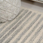 JONATHAN Y Khalil Modern Berber Stripe Cream/Gray Runner Rug, 2x8, Contemporary, Bohemian, Easy-Cleaning for Living Room, Bedroom, Kitchen, Pet Friendly, Non-Shedding (MOH207C-28)