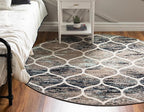 Rugs.com Lattice Frieze Collection Rug – 3' Round Blue Multi Medium Rug Perfect for Kitchens, Dining Rooms