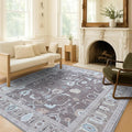 Fame Living Faded Oushak Rug, Turkish Vintage Floral Pastel Large Oversized Area Rugs for Living Room Dining Bedroom Kitchen Bathroom Nursery (854BB, 5' x 6'9")