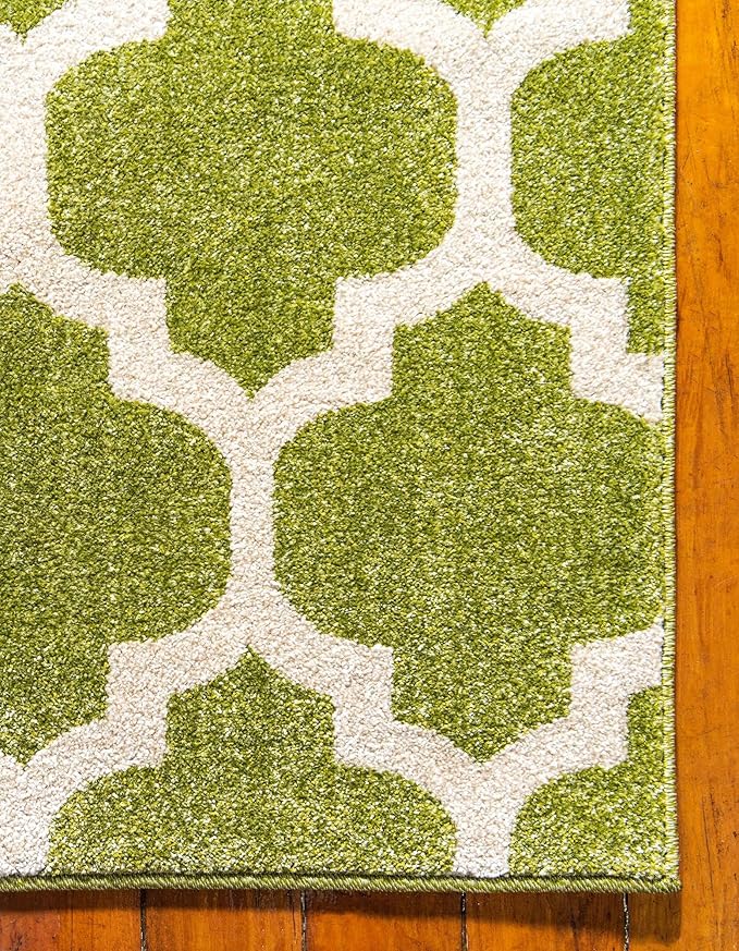 Rugs.com Lattice Collection Rug – 7' x 10' Light Green Medium Rug Perfect for Bedrooms, Dining Rooms, Living Rooms
