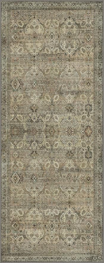 2x5 Runner Rug Machine Washable Boho Runners for Hallway,Ultra-Thin Low Pile Rug,Lightweight Indoor Carpet,Non Slip Floral Runners for Enrtyway, Corridor, Home Office, Kitchen,Sage