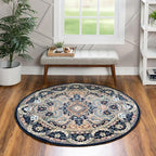 Unique Loom Narenj Collection Classic Traditional Medallion Textured Design Area Rug, 10' 0" x 10' 0", Navy Blue/Tan