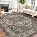 LUMI Washable Area Rug 8x10 for Living Room, Ultra Soft Stain Resistant Carpet with Non Slip Rubber Backing, Non-Shedding Low Pile Rugs for Bedroom, Dining Room, Indoor, Office