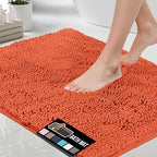 GORILLA GRIP Bath Rug Mat, Thick Soft Absorbent Chenille, Quick Dry Microfiber Mats, Rubber Backing Washable Shower Floor Rugs, US Designed Bathroom Bathmat Home Decor Accessories, 24x17, Coral
