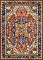 Moynesa Ultra-Thin Washable Oriental Area Rug - 5x7 Large Living Room Rug, Non-Slip Non-Shedding Stain Resistance Low Pile Playroom Mat Indoor Floor Carpet for Bedroom Nursery, Brown/Multi