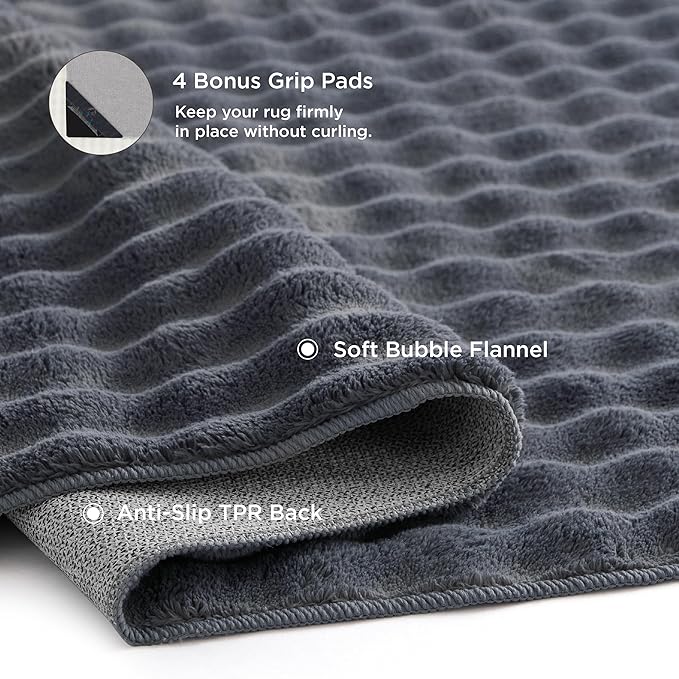 Bedsure 6x9 Fluffy Area Rugs for Living Room, Machine Washable Rugs, Non-Slip Backing, Non-Shedding, Pet Friendly Throw Rug for Bedroom Dining Room, Grey