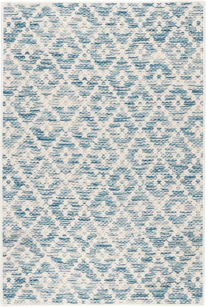 Dash and Albert Melange Diamond Machine Washable Area Rug - 3' x 5' Blue - Diamond Accent Rug - Anti-Slip Backing, Lightweight, Machine Washable, High Traffic Areas Kitchen, Mudroom, Laundry Room