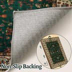 Tangsoo 2x3 Washable Rugs for Entryway, Small Area Vintage Floral Rug Non-Slip Soft Low Pile Rugs, Small Carpet Door Mat, Front Door Indoor Throw Rug for Entrance Kitchen Entry, Home Decor Green