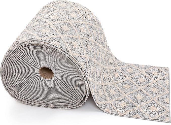 Well Woven Custom Size Hallway Stair Runner - Choose Your Length - Ainsley Grey Diamond Trellis Geometric Tribal - 27 Inches Wide x 16 Feet Long Runner (27" x 16' Runner) Rug