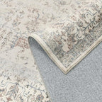 Taupe Area Rug 5x8 Machine Washable Vintage Living Room Distressed Non Slip Carpet Traditional Indoor Bedroom Retro Floral Accent Throw Large Rug for Office Kitchen Bathroom Dining Room