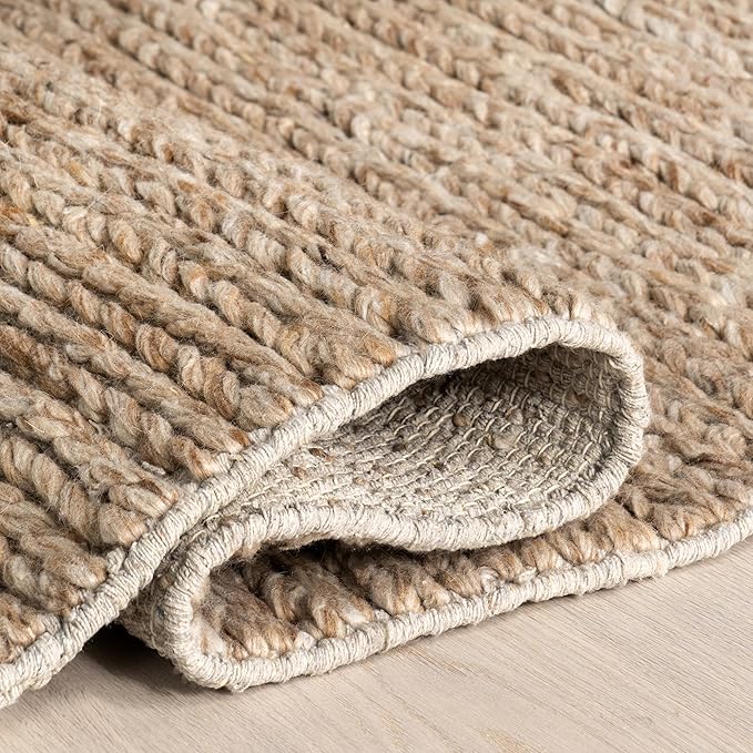 Nuloom Penelope Tan, 2' x 8', Hand-Braided, Wool & Cotton, Soft and Textured, High Traffic, Stain Resistant, Easy Clean, Durable Runner for Bedroom, Living Room, Dining, Foyer, Entryway
