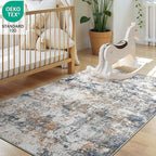 3x5 Machine Washable Area Rug for Entryway, Multicolor Modern Vintage Abstract Rug Non-Slip Low Pile Soft Faux Wool Small Carpet, Kids and Pets Friendly for Bedroom Kitchen Hallway Home Decor Rug