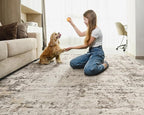 8x10 Area Rug Living Room Rugs - Washable Neutral Modern Abstract Soft Thin Large Rug Indoor Floor No Slip Rug Carpet for Bedroom Under Dining Table Home Office Decor - Dark Brown