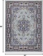Home Dynamix Premium Sakarya Traditional Medallion Border Area Rug, Silver, 5'2"x7'4" Rectangle