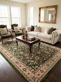 Rugs.com Yasmin Collection Rug – 8' x 10' Green Medium Rug Perfect for Living Rooms, Large Dining Rooms, Open Floorplans