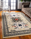 Unique Loom Taftan Collection Border Geometric Tribal Inspired Design Area Rug, 4 ft x 6 ft, Gold/Gray