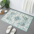 VK VK·LIVING Entryway Washable Rug 2'x3' Small Boho Bathroom Throw Area Rug Non Slip Doormat Indoor Front Door Machine Washable Carpet for Bathroom Kitchen Vintage (Green Beige)