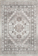 zesthome 7x9 Area Rug, Super Soft Washable Rugs for Living Room, Non-Slip Stain Resistant Vintage Rugs, Ultra-Thin Large Area Rugs (Brown/Beige,7'x9')