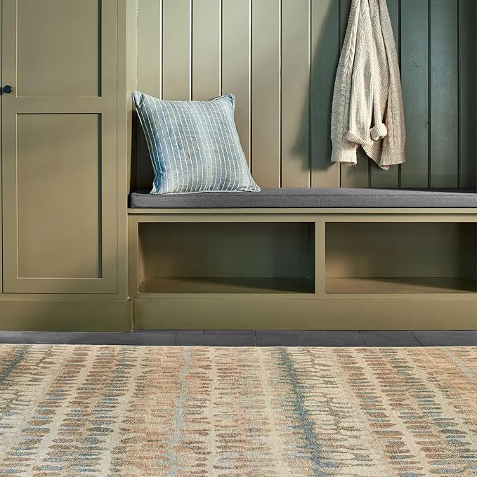 Dash and Albert Paint Chip Machine Washable Area Rug - 4' x 6' Natural - Geometric Accent Rug - Anti-Slip Backing, Lightweight, Machine Washable, High Traffic Areas Kitchen, Mudroom, Laundry Room