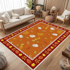 Fallen Leaves Carpet for Kitchen, 3x4ft, Autumn Pumpkins with Leave Orange Area Rug, Indoor Ultra-Thin Foldable Machine Washable Fun Pumpkin Bath Mat for Home Office Relax Room