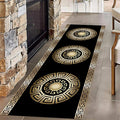 Black Gold Geometric Hallway Runner Rug, 3.3x7ft, Vintage Greek Key Entryway Carpet, Baroque Style Pattern Machine Washable Carpets, Durable Non-Shedding Non-Slip Rugs for Dorm Nursery