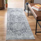 Bloom Rugs Caria Washable Non-Slip 10 ft Runner - Gray/Dark Blue Traditional Runner for Entryway, Hallway, Bathroom, and Kitchen - Exact Size: 2'6" x 10'
