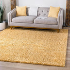 Unique Loom Davos Shag Collection Area Rug - Solid (3' 3" Square, Sun Yellow)