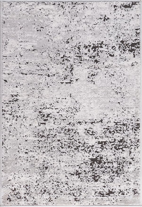 Rugs.com Leipzig Collection Area Rug – 2X3 Grey Low-Pile Rug Perfect for Entryways, Kitchens, Breakfast Nooks, Accent Pieces